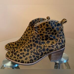 UGG Leopard Print Ankle Booties Calf Hair